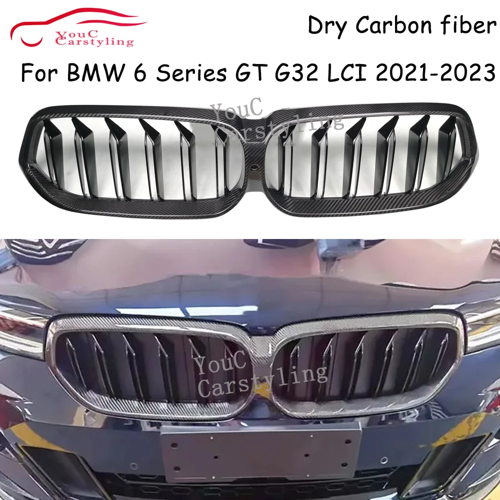 

G32 сухое углеродное волокно + ABS двойная линия бампер бленда гриль для BMW 6 серии GT G32 630i 640i 620d 630d 640d LCI 2021 2022 2023