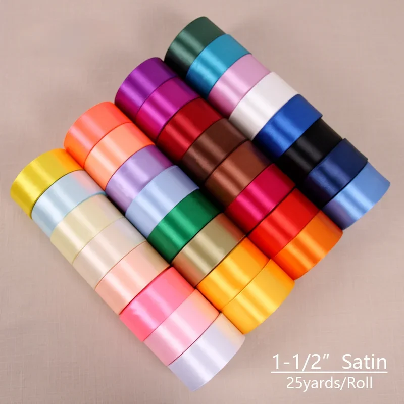 솔리드 컬러 폴리에스터 새틴 리본, 웨딩 장식 선물 상자 포장 벨트, DIY 공예 파티 홈 장식 리본, 22 미터