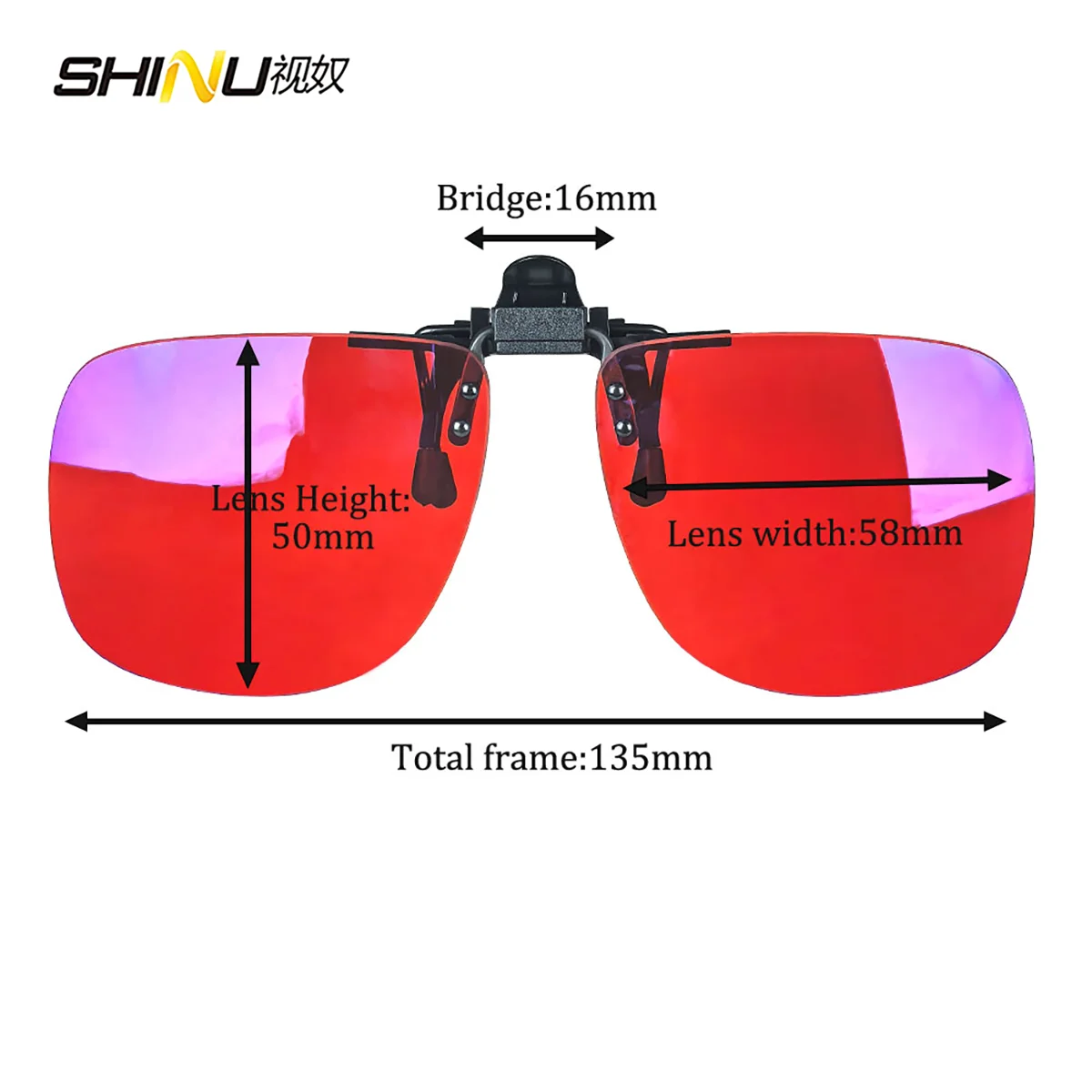 Enhanced Sleep Aid Polarized Clip-On Sunglasses with Square Black Frames and Orange-Tinted Lenses