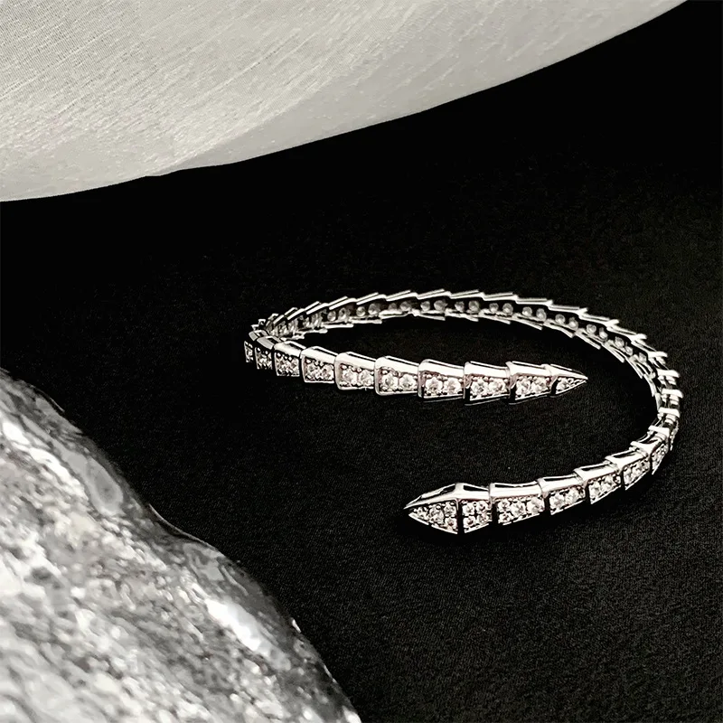 Bangle Bracelet Fashion Snake Bone Cubic Zirconia Open Bracelets For Men Women Gold Silver Copper Metal Snake Bracelet Party Daily Jewelry