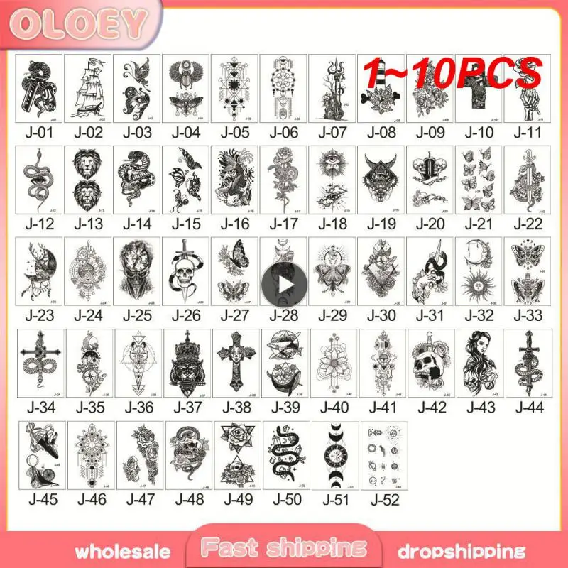 

1~10PCS Waterproof Tattoo Stickers Water Proofing Large Black Flower Tattoo Stickers Tattoos And Body Painting Full Arm Tattoo