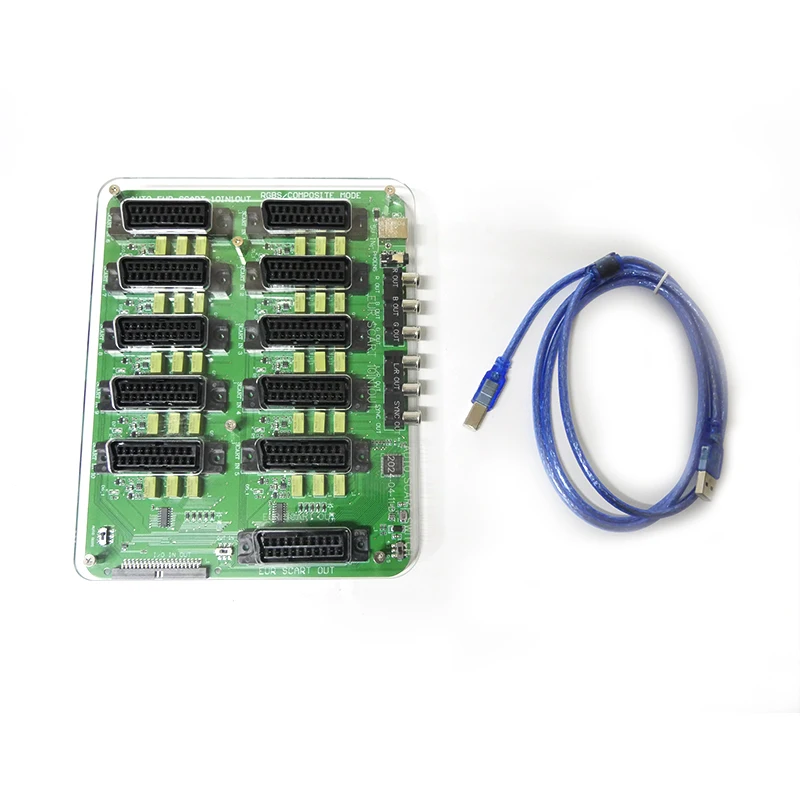 10 IN 1 OUT SCART 분배기 변환기 레트로 비디오 EUR SCART/popu SCART/RGBS 분배기 변환 보드 장치 용 자동 스위처