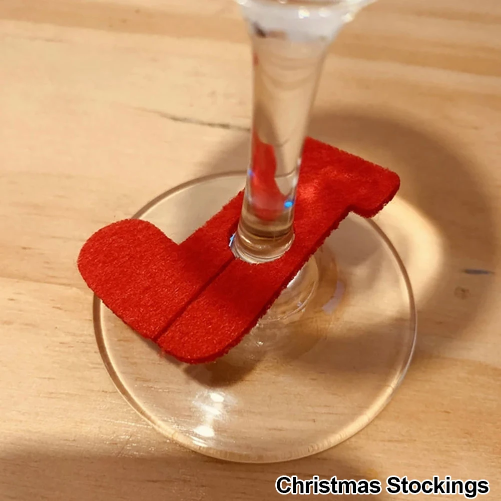 Festive Christmas and New Year Felt Cup Decoration Set - 10pcs