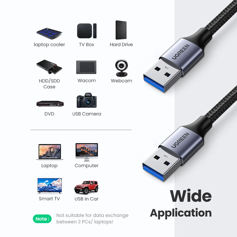 Ugreen Usb para Usb Extensão tipo de Cabo um Macho para Masculino Usb 3.0 2.0 Extensor para Radiador Caixa de tv Disco Rígido Usb 3.0 Cabo Extensão - Imagem 6