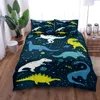 Dinosaur Space Night Duvet Cover Set King Queen Double Full Twin Single Size Navy Bed Linen Set 4