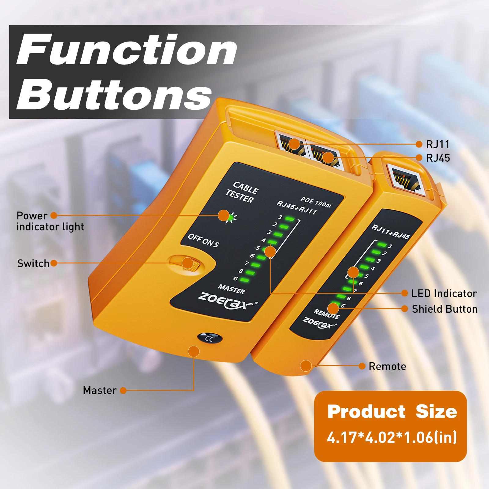 Network Cable Tester ZoeRax for LAN RJ45 Cat5-Cat7 RJ11 RJ12