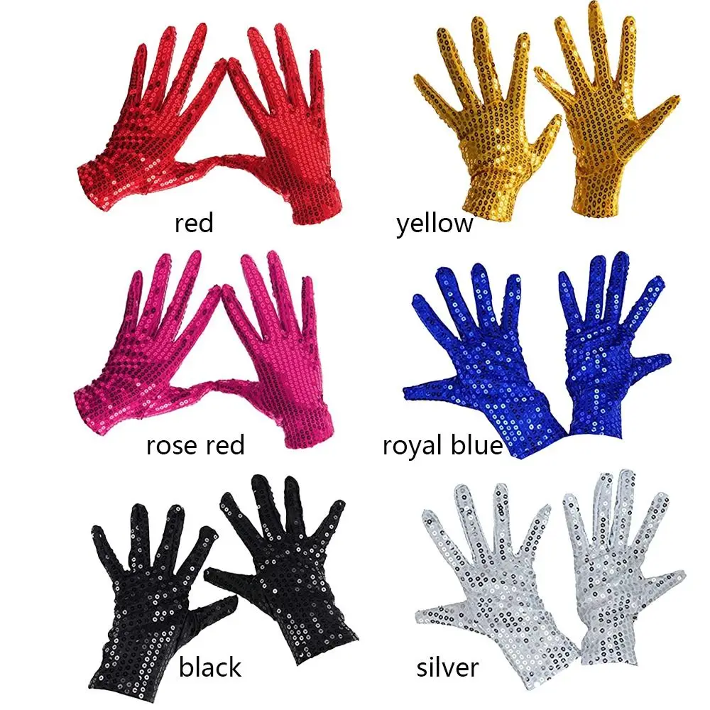 Punk Disco Costume Gothic Dancing Gloves Club Handwear Performance Mittens Shining Sequins Gloves
