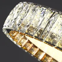 Plafonnier moderne de luxe en cristal, anneau lumineux doré, décoration intérieure pour chambre et salon, luminaire LED réglable 6