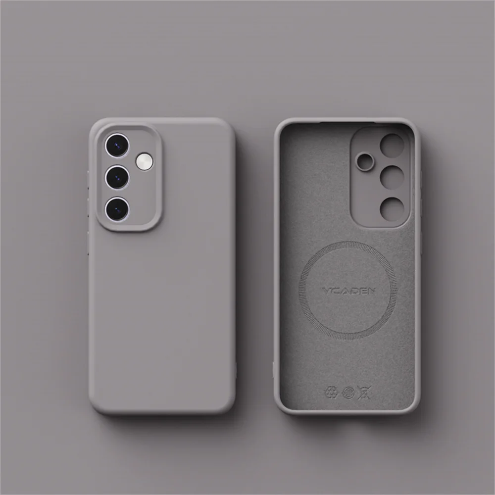Enhanced Liquid Silicone Magnetic Case with Built-In Flock Cover - Wireless Charging Compatible