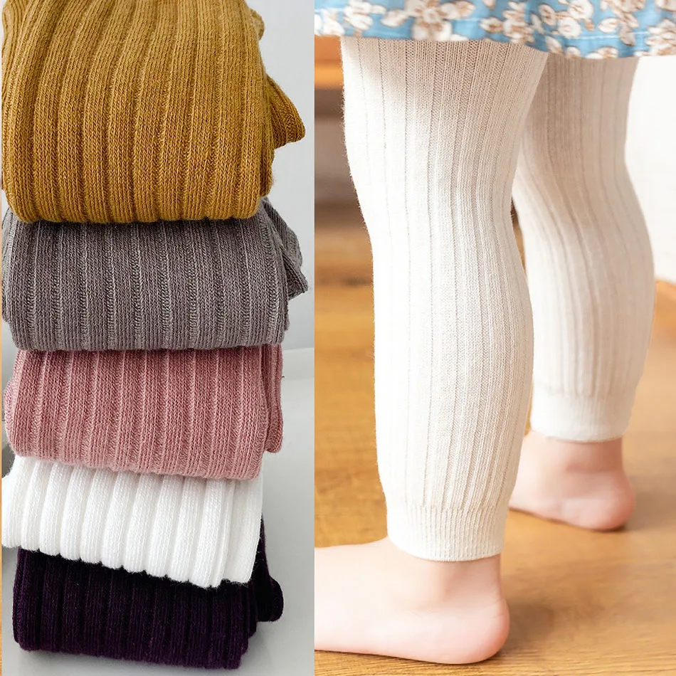 Leggings de lit en coton pour bébé fille, pantalon moulant pour nouveau-né, couleur unie, 0 à 5 ans, printemps automne