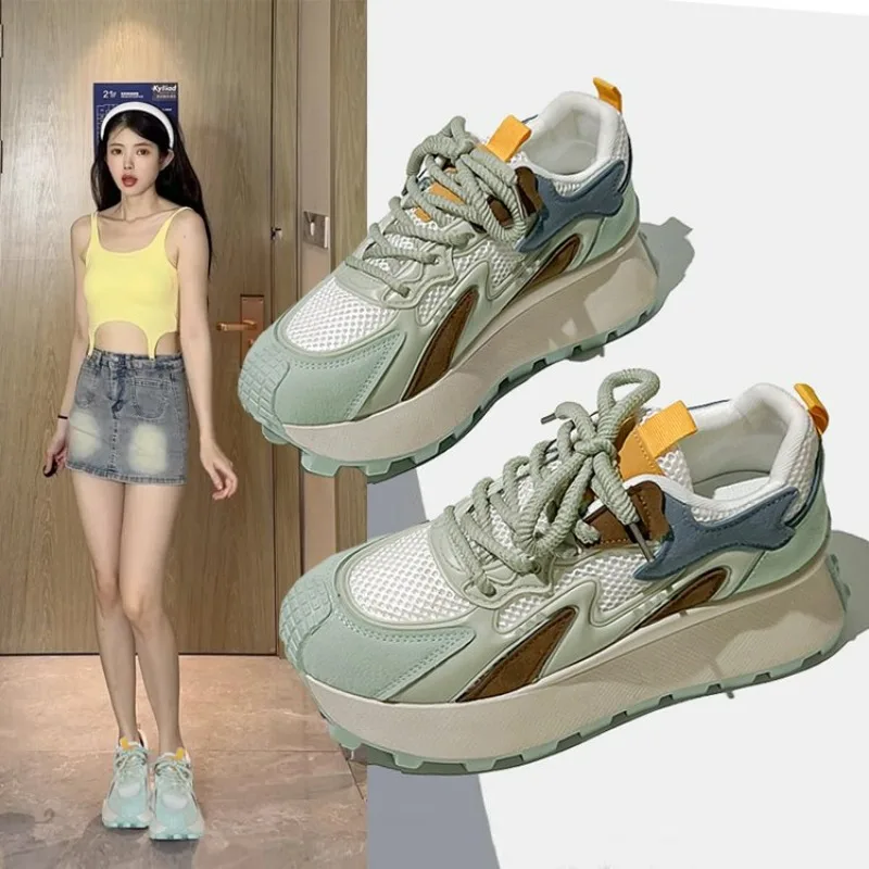 

fashion luxury shoes for women Casual chunky sneakers Lace Up Flat Women's jogging shoes Breathable shoes woman 2024 trend