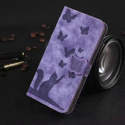 Enhanced 3D Cat Design Leather Phone Wallet Case for Redmi 12 4G (5G) (PURPLE)