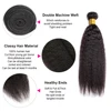 32 Inch Peruvian Kinky Straight Human Hair Bundles Bulk Remy Hair Extensions Soft Yaki Straight 100% Human Hair Weave Bundles 3