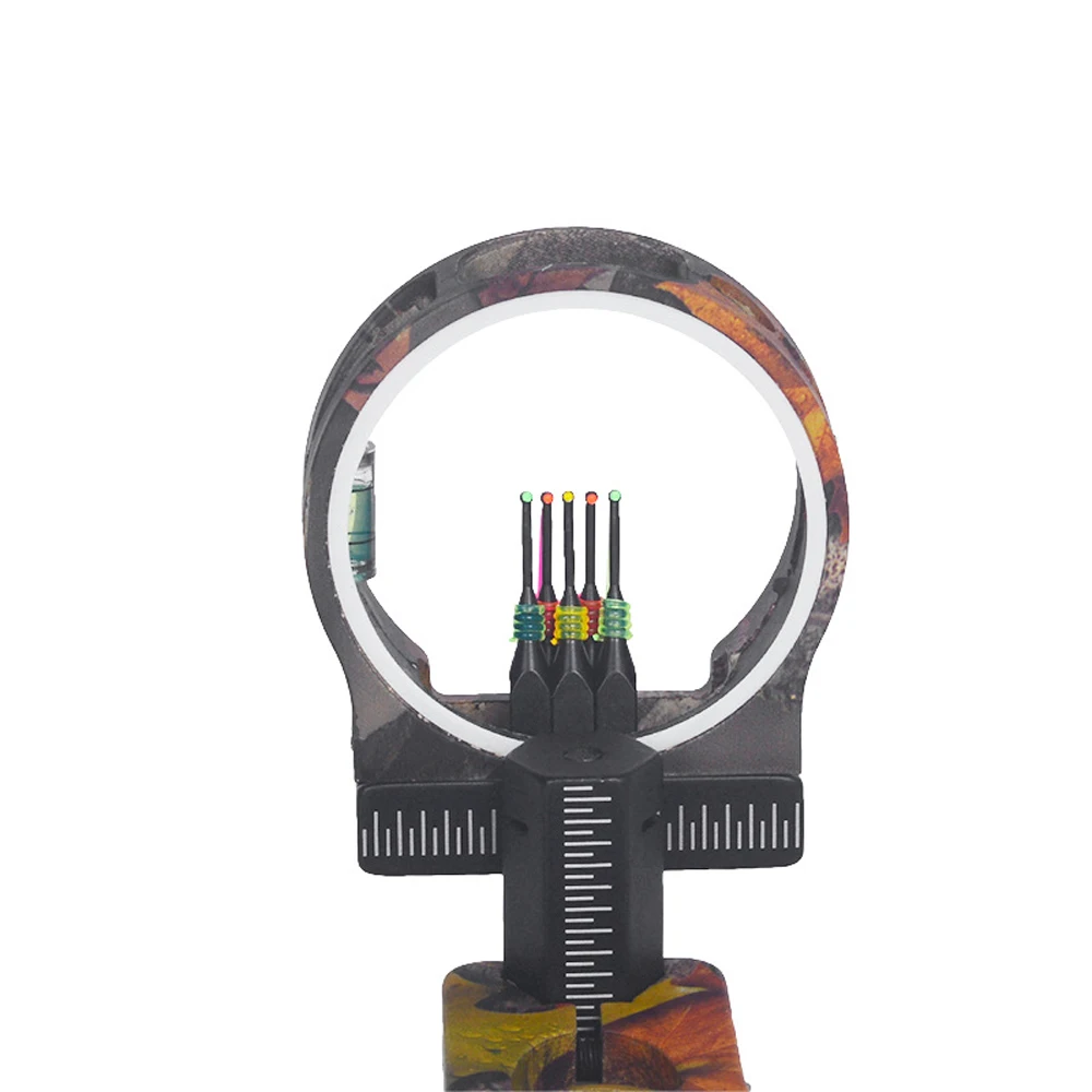 5-poliges Bogenvisier, 0,029 Zoll, Faser-Compound-Bogenvisier mit LED-Sichtlicht für Compoundbögen, Bogenschießen, Jagd – Detail 12