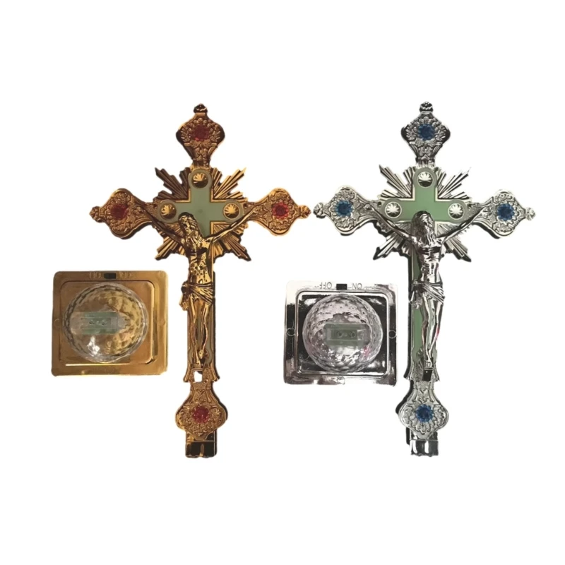 Cruz Decorativa Con Luz LED - 18 Cm, Funciona Con Pilas, Ideal Para Decoración Cristiana, Pascua O Bodas