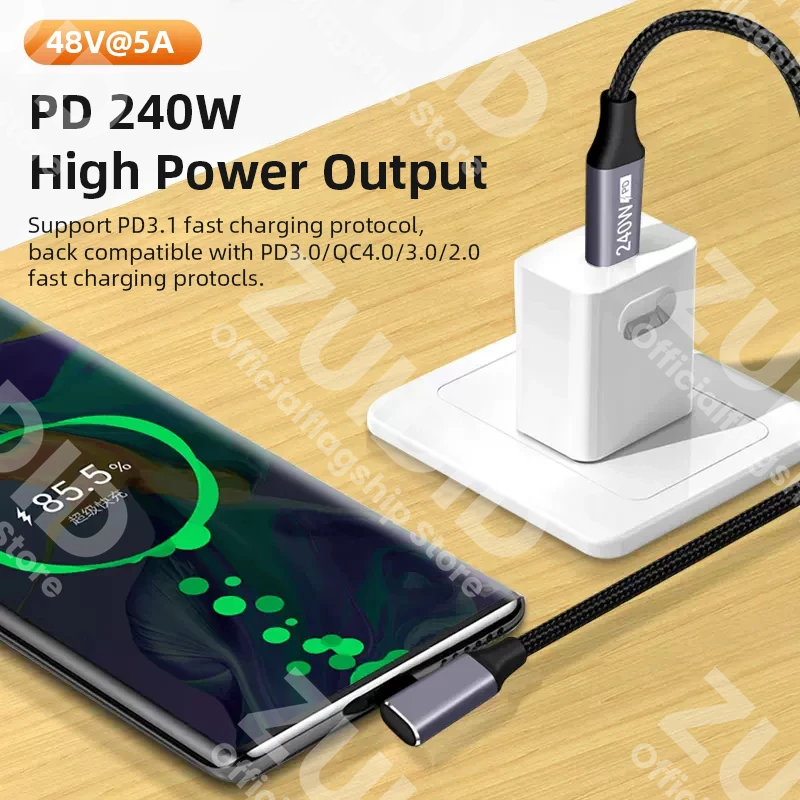 High-Speed 100W USB-C to USB-C Fast Charging Cable, 240W PD 3.1, 5A Data Transfer, 2m Length
