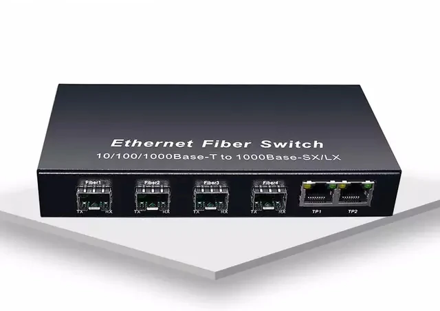 Wanglink Gigabit ethernet optical fiber switch  2 rj45 ports + 4 sfp sockets 1000Mbps media converter