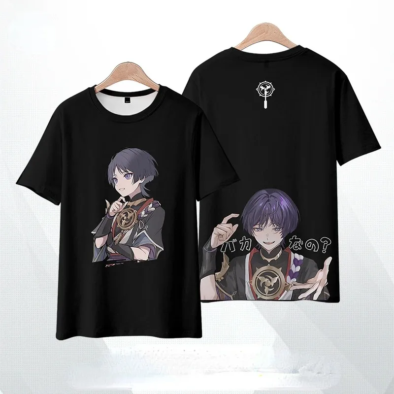 Genshin Impact Wanderer 3D Print T Shirt Women Men Harajuku Tops Scaramouche Kunikuzushi Balladeer Graphic Tees Cosplay Costume