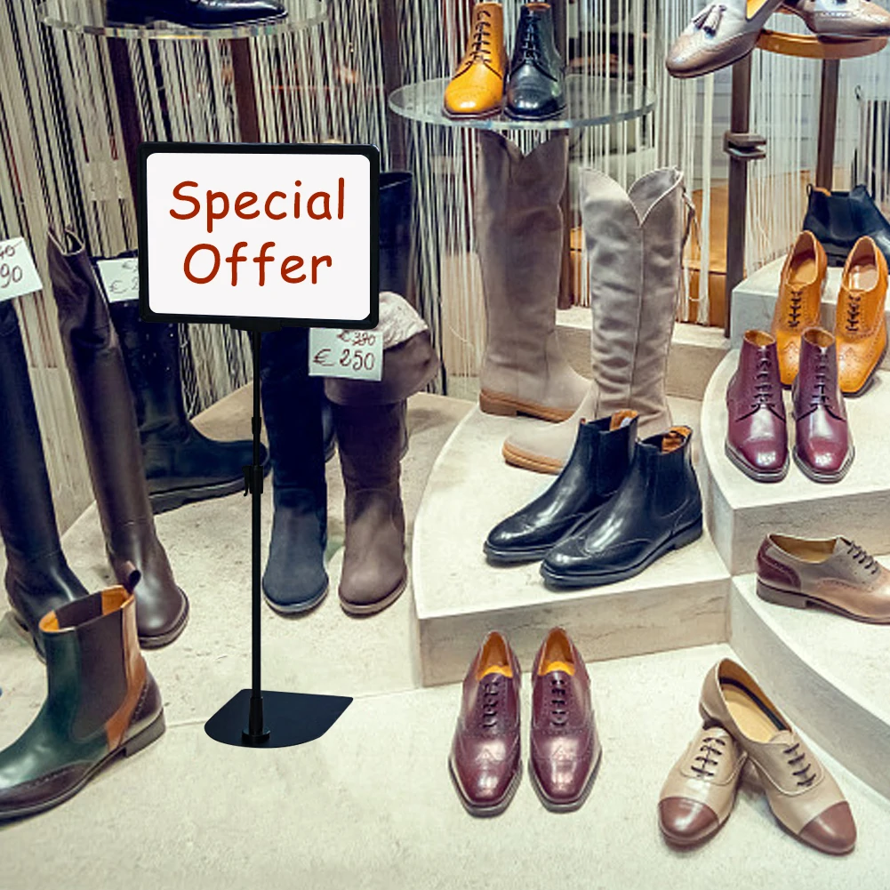 디스플레이 비즈니스 쇼 교회 사인 스탠드, 안정적인 학교, 높이 조절 가능, 테이블 바닥 내구성 광고, 2PCs A4