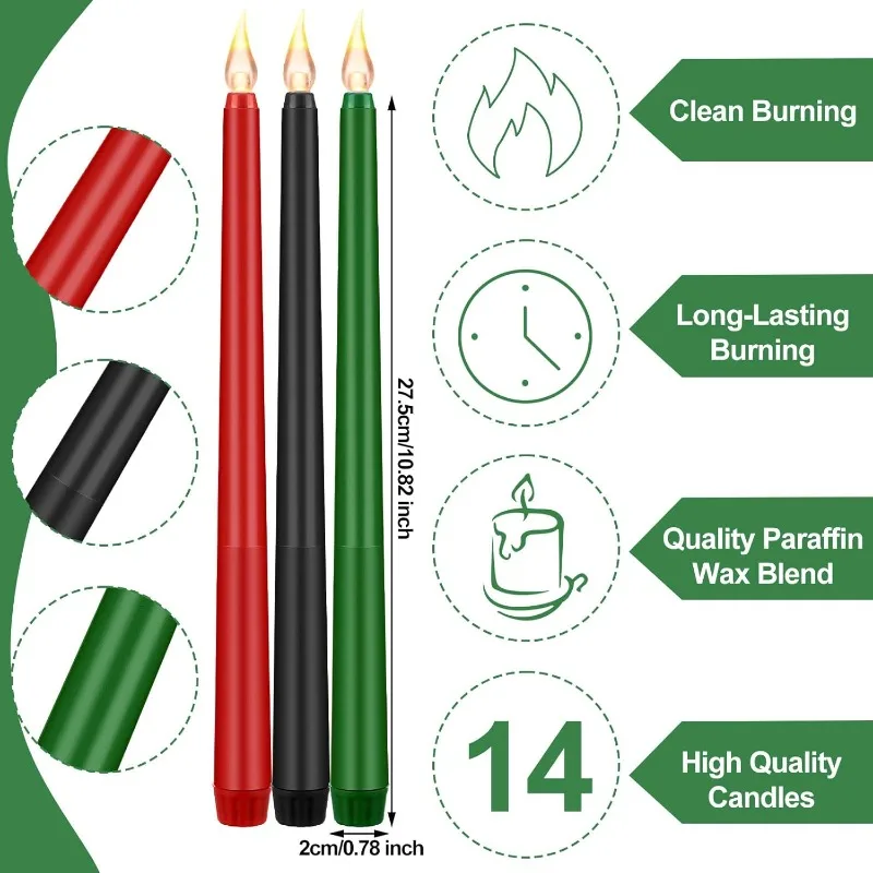 Remote Control LED Taper Candles Green Red Black