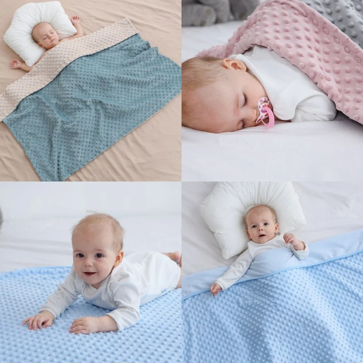 Baby Girls Blanket Solid Color with Double Layer Crystal Velvet Insulation Kids Swaddle Blanket Quilt Pacify the Birthday Gift 4