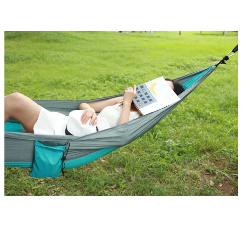 2 Person Outdoor Hanging Hammock Portable Camping Hang Bed Travel Survival Hunting Sleeping Bed Multicolor Adult Tourist Hammock