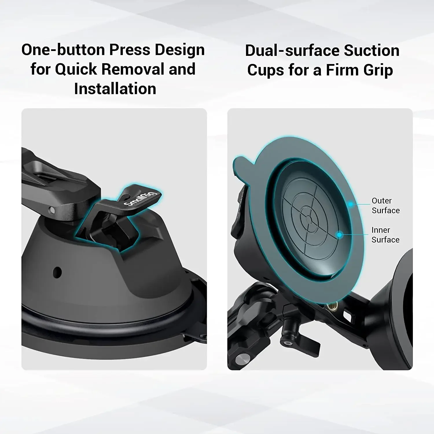 SmallRig SPortable Dual Suction Cup Camera Mount SC-2K for Vlogging Mobile Phone Multi-Angle for Sony DLSR Windshield Shooting