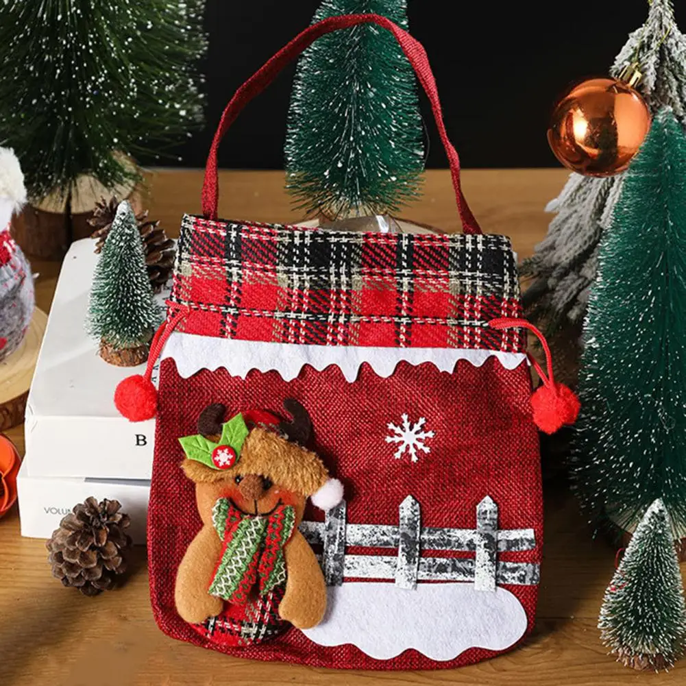 

Подарочный пакет с Санта Клаусом, Рождественский мешок для конфет, многоразовые рождественские подарочные пакеты с милым рисунком Санта-Клауса, снеговика, лося для праздника