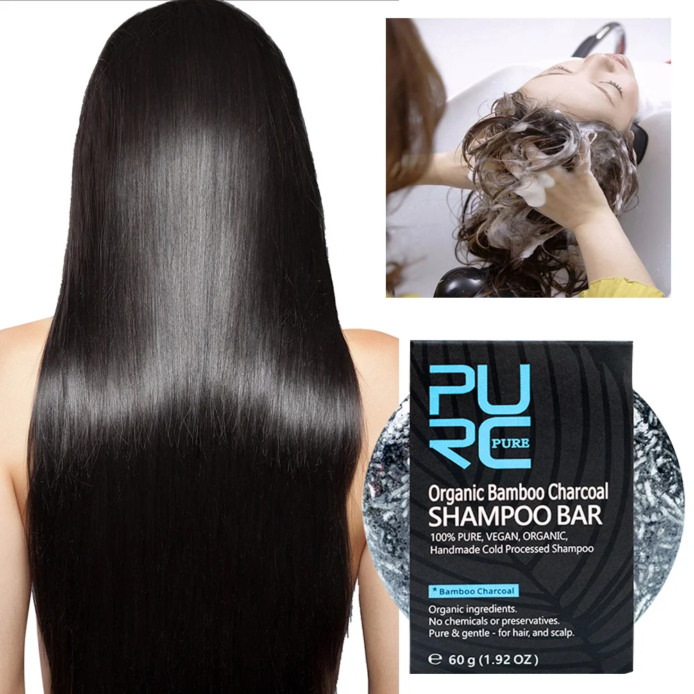 

Oil Control Organic Bamboo Charcoal Shampoo Bar Reduce Gray White Hair Deep Cleaning Repair Damaged Anti-Frizzy Soap Hair Care