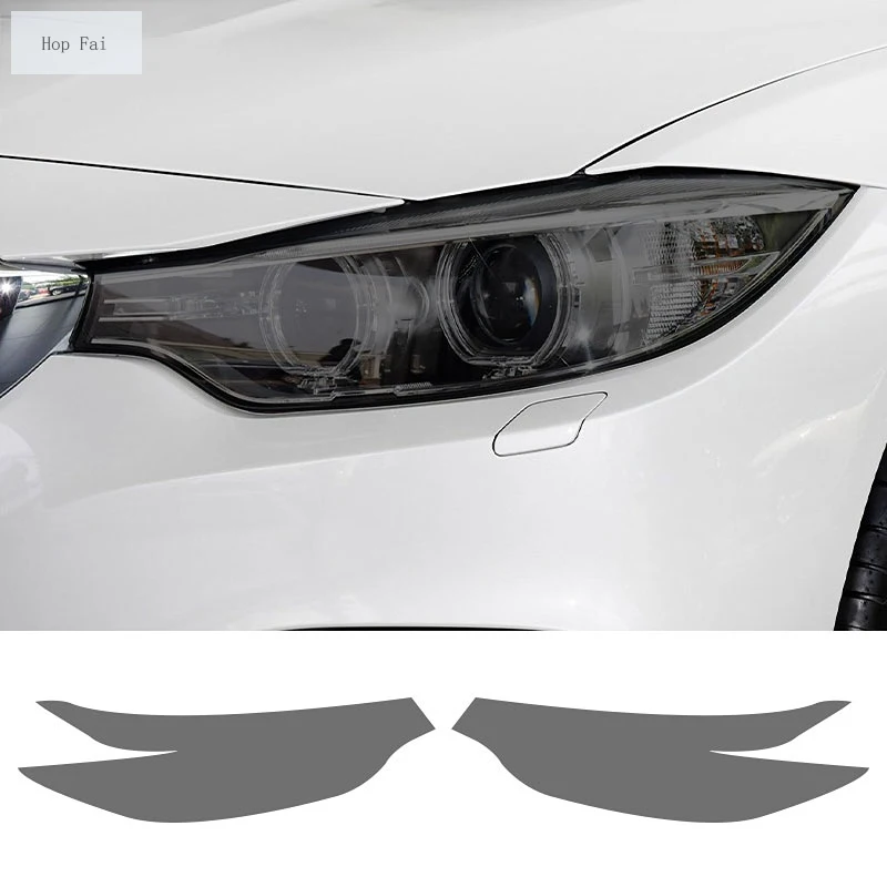 

2 Pcs Car Headlight Protective Film Front Light Transparent Smoked Black TPU Sticker For BMW F32 F33 F36 4 Series M Performance