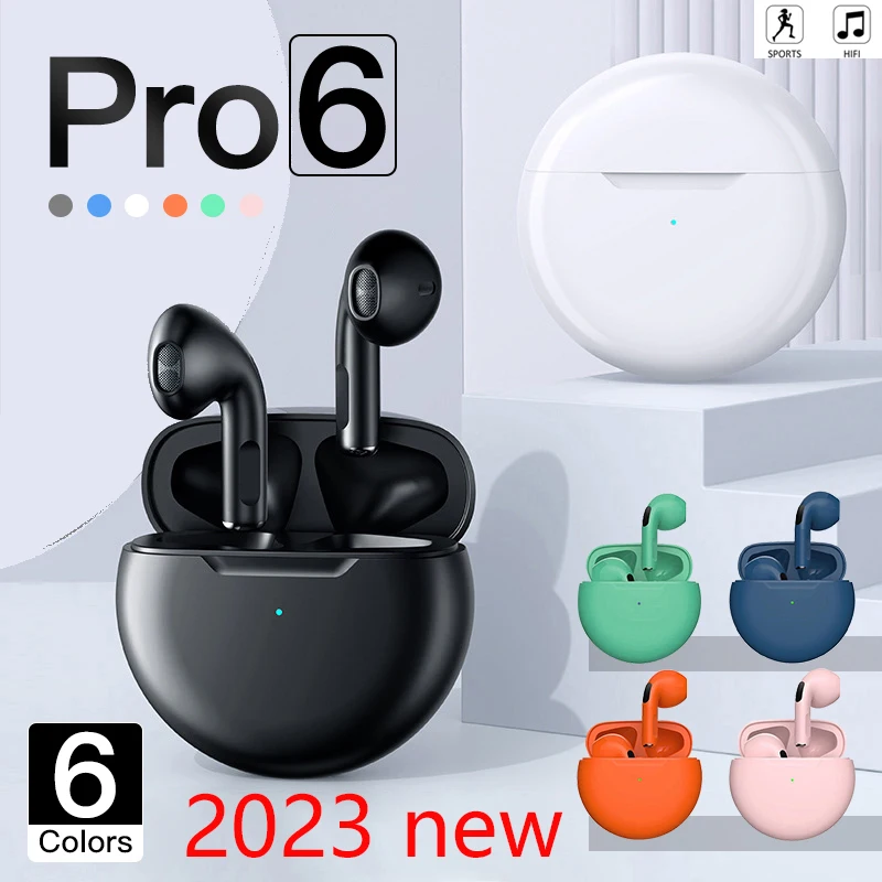 

Pro 6 TWS Wireless Headphones with Mic Fone Bluetooth Earphones Sport Running Earpiece for iPhone Xiaomi pk pro4 pro5 i7 Pro3 2