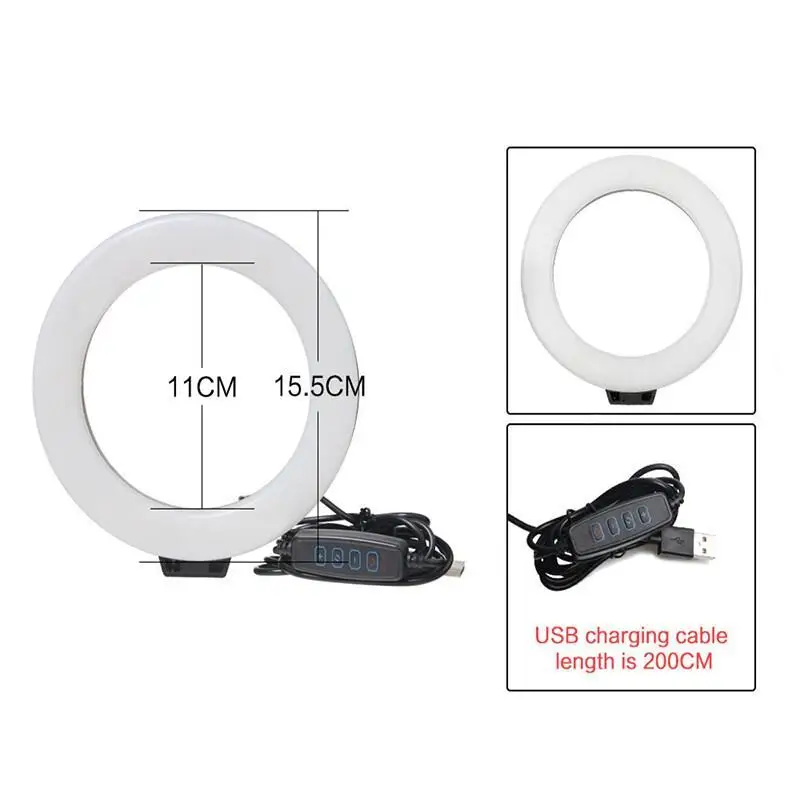 Description Picture 6 of item6 Inch Mini Selfie Ring Light Desktop LED Lamp With Tripod Stand USB Plug Dimmable Photography Video Light For YouTuber Vlog