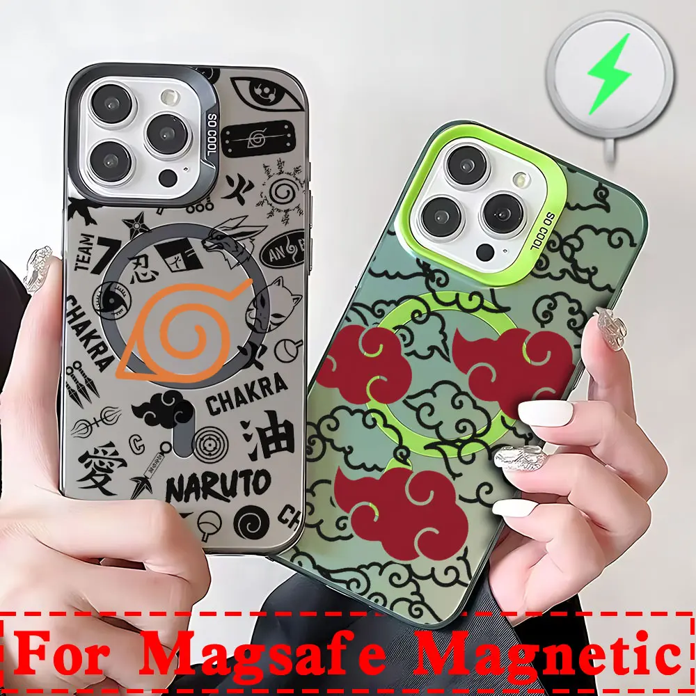 Japan Anime Uchiha Magnetic Phone Case with Silver-Plated Lens Border