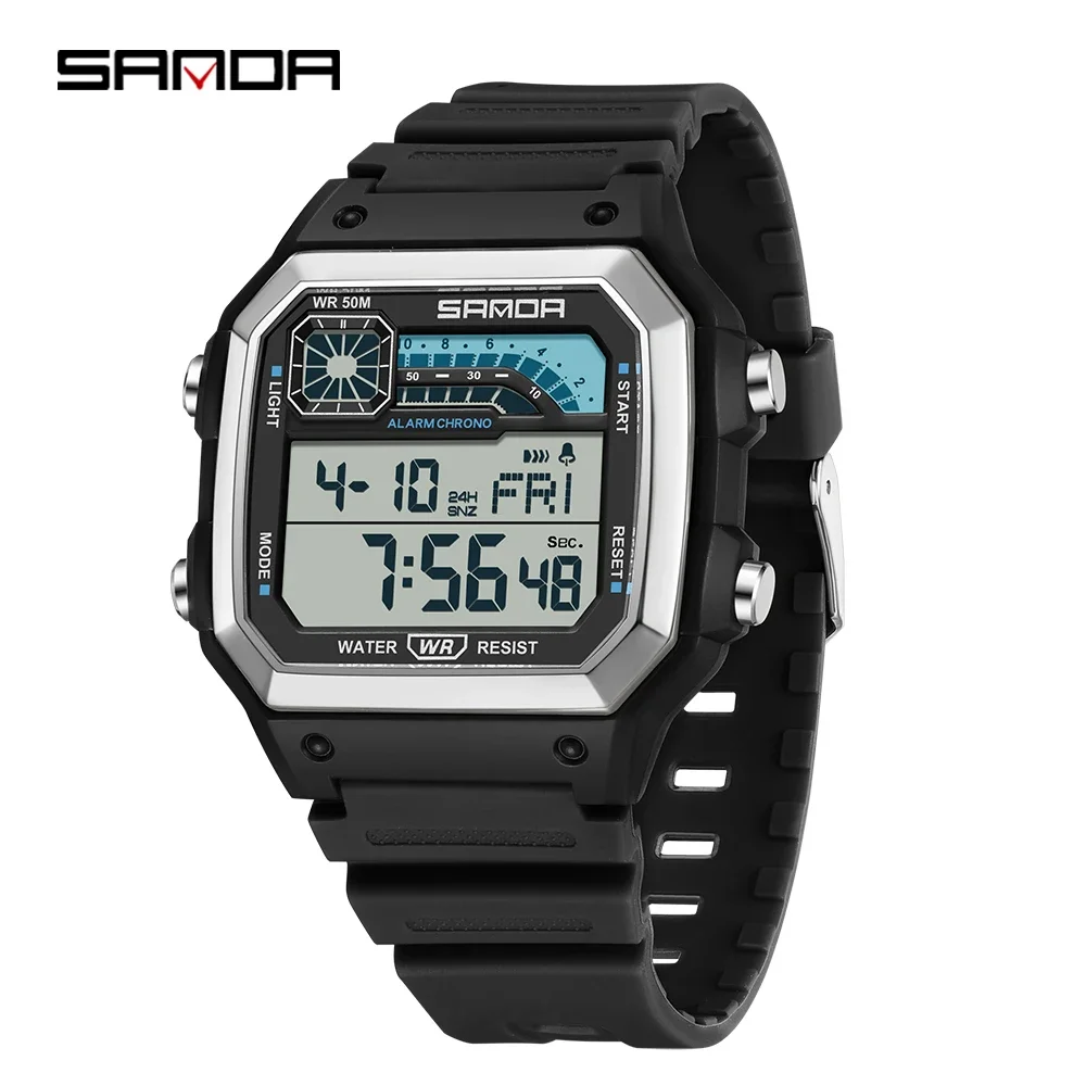 Orologio Uomo Sportivo Digitale LED Acciaio Inox – Cronometro Allarme E Retroilluminazione - 2