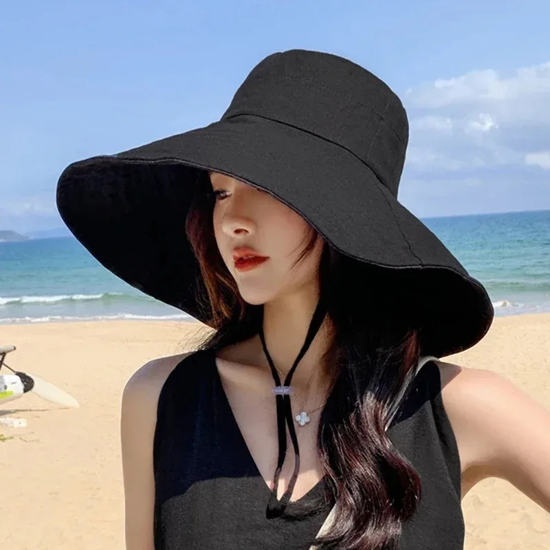 Japanese Sunshade Women's Oversized Brim Sun Hat with Full Face Coverage