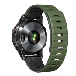 Magnetic Silicone QuickFit Watch Strap - Universal Fit, 26mm & 22mm - Quickfit 22mm (ArmyGreen Black)