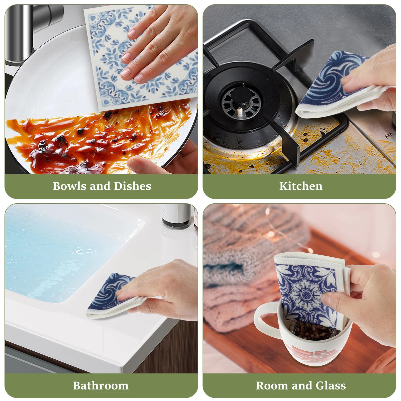 Absorbent Wood Fiber Kitchen Dishcloths Reusable Cleaning Cloths