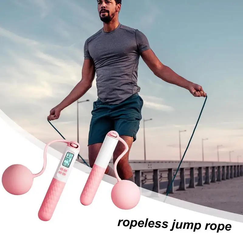 Jump Rope Ropeless Jump Rope Weighted Fitness Exercise Training Digital Counting Ball-Weighted For Men Women