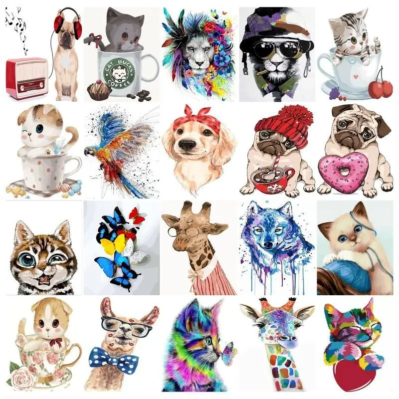 

Gatyztory Oil Painting by Numbers For Adults Drawing On Canvas Cute Animals Coloring By Numbers Home Decor Unique Gift