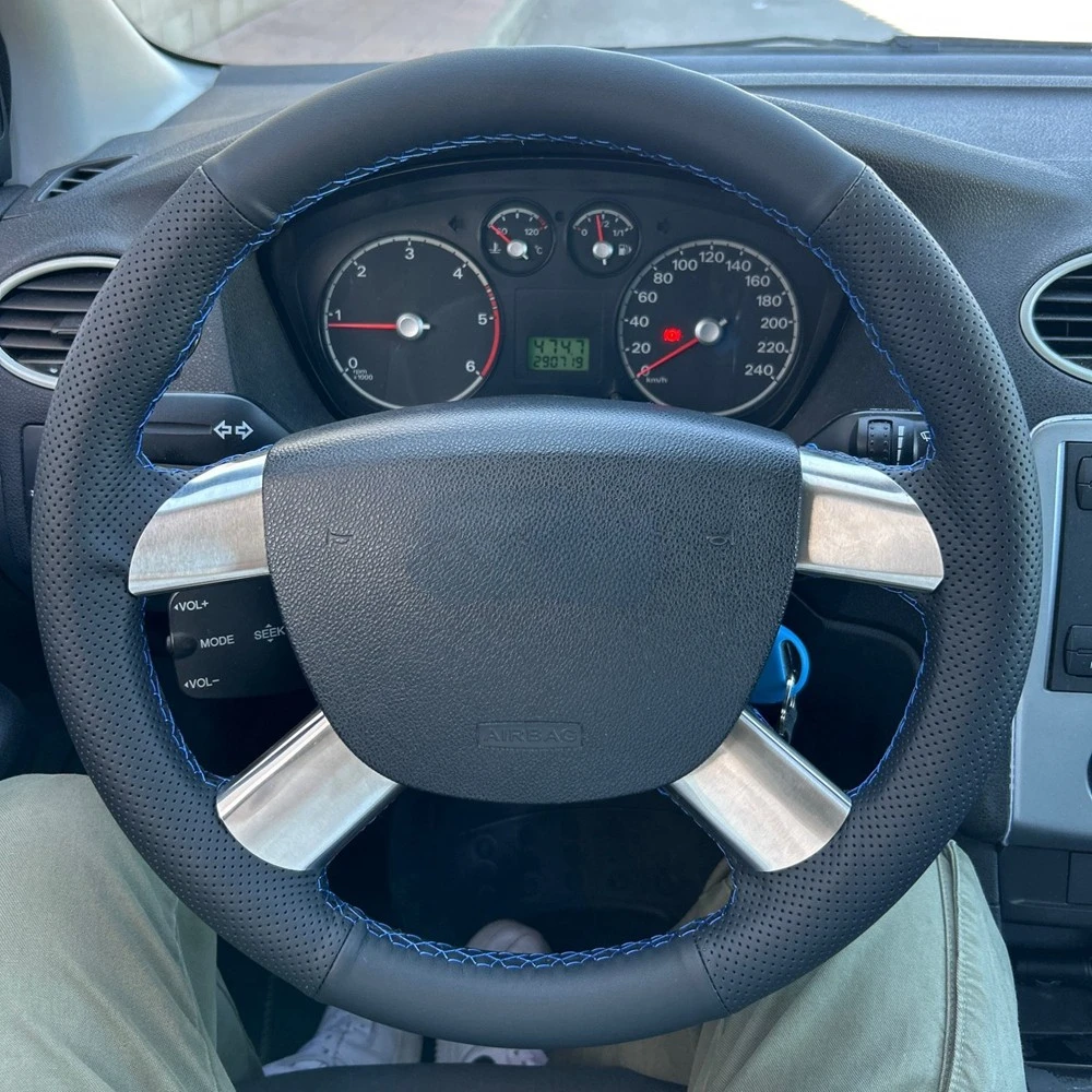 Car Steering Wheel Cover Anti-Slip Artificial Leather Original Steering Wheel Braid For Ford Kuga Focus 2 C-MAX Car Accessories steering wheel cover