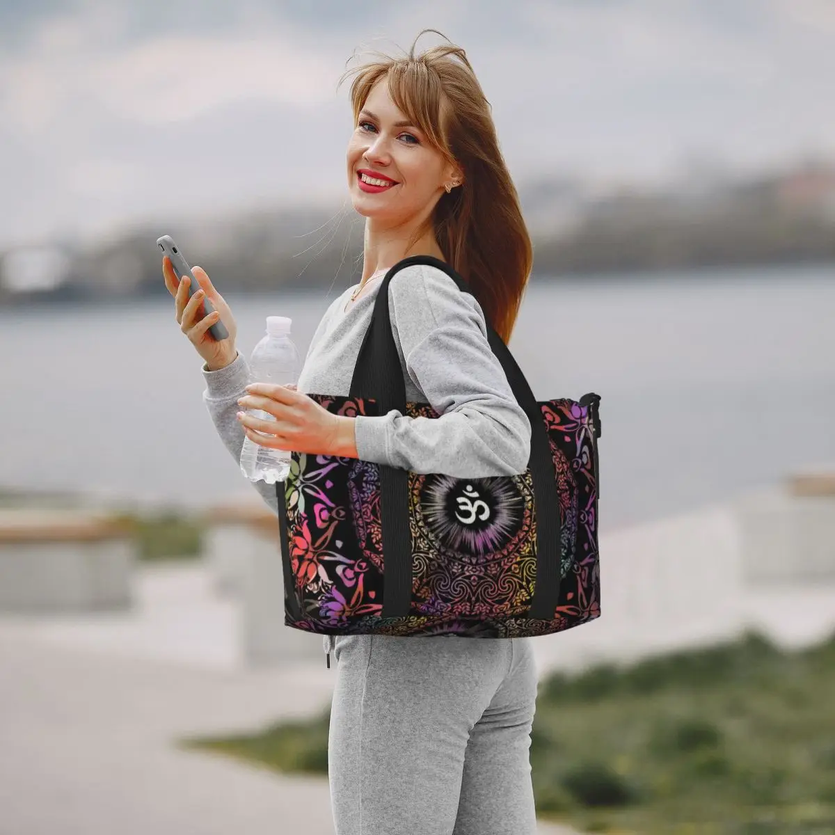 Mandala Om Buddhism Aum Beach Tote Bag Women Extra Large Gym Carry On Zen Yoga Meditation Travel Shopping Bags