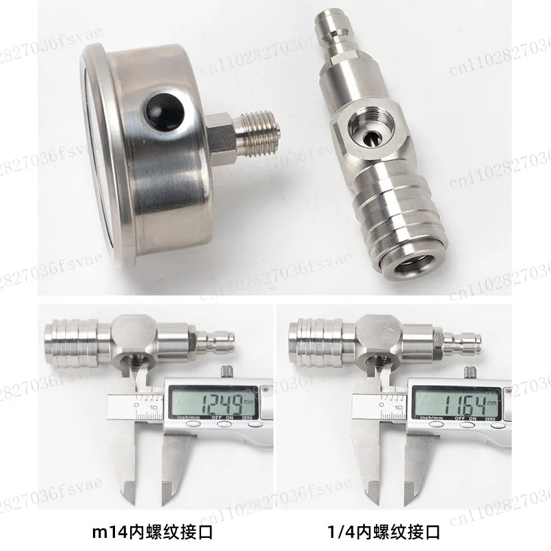 세차기 스테인리스 스틸 고압 세척기 커넥터, M14 퀵 커넥트 티, 1/4인치 퀵 플러그 압력 게이지 어댑터