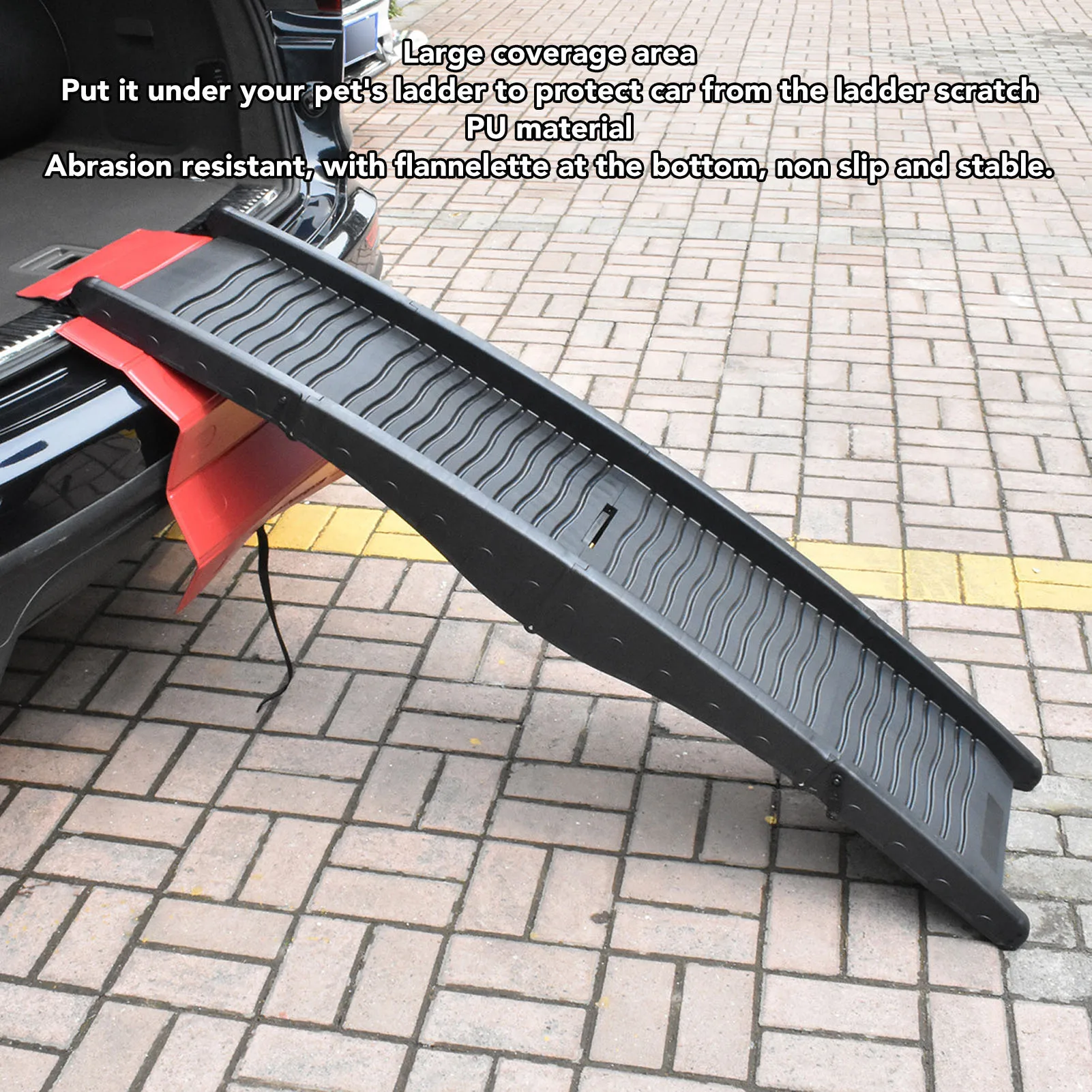 Dog Car Ramp Mat Foldable Portable PU Antislip Pet Car Ramps Anti Scratch Mat for Medium to Large Dogs Dog Stairs