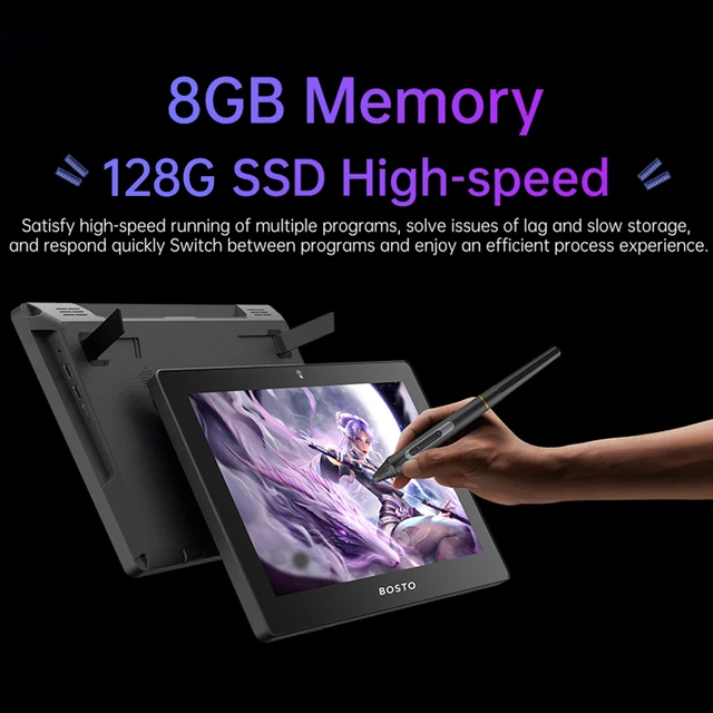 BOSTO X5 Graphics Drawing Tablet 15.6 Inch IPS LCD Screen 8+128GB Digital Art Drawing Pad 16K Pressure Level for Windows 10/11 2
