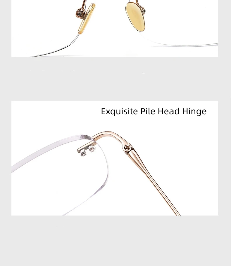 Firada Mode bequeme Brillen Frauen neue Vintage Titan randlose Brillen optische Brille Rahmen für Männer 1136 – Detail 13