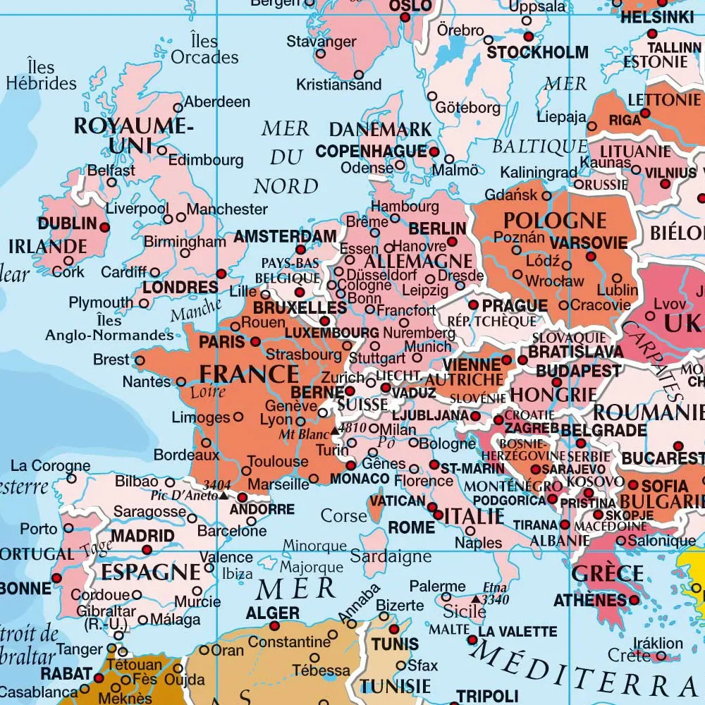 120*80cm World Map Poster In French Language Wall Poster Non-woven Vinyl Painting Office School Supplies Home Decoration