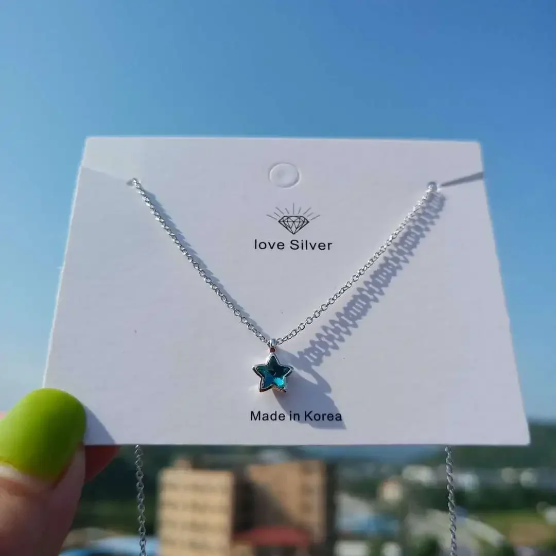 S925 Sterling Silver Necklace Star Pendant Jewelry 40cm+3.5cm pendant necklace,silver necklace,silver pendant,silver necklace charms