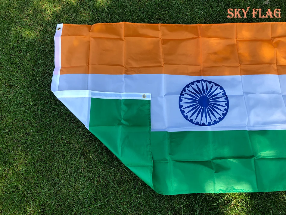 Bandiera India 150x90cm - Bandiera Indiana In Poliestere Leggero Con Occhielli Metallici - Foto 7