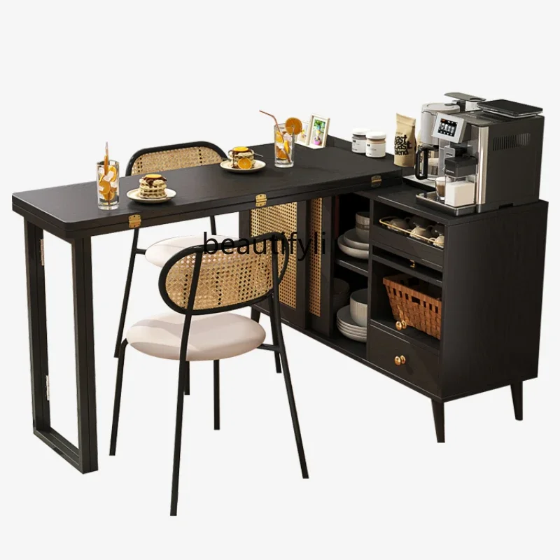 

Retractable Kitchen Island Dining Tables and Chairs Set Integrated Light Luxury Storage Kitchen Island Dining Table