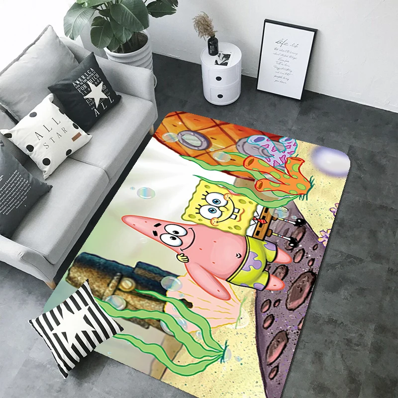 

S-Spongebobs Washable Non-slip Kitchen Rug Home Entrance Mats Bathroom Mat Room Rugs Balcony Carpet Foot Bath Door Doormat House